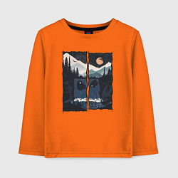 Лонгслив хлопковый детский Оранжевая Луна и прыжки с водопада, цвет: оранжевый