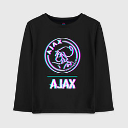 Лонгслив хлопковый детский Ajax FC в стиле glitch, цвет: черный