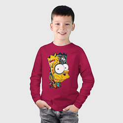 Лонгслив хлопковый детский Cyber-Bart - Simpsons family, цвет: маджента — фото 2