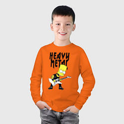 Лонгслив хлопковый детский Барт Симпсон - heavy metal, цвет: оранжевый — фото 2