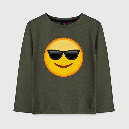 Детский лонгслив Эмодзи в Солнечных Очках / Меланж-хаки – фото 1