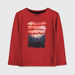 Лонгслив хлопковый детский Бездорожье и закат, цвет: красный