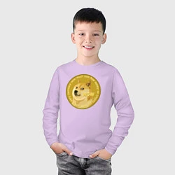 Лонгслив хлопковый детский Иронизирующая монета с Доге, цвет: лаванда — фото 2
