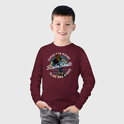 Лонгслив хлопковый детский Скейтер-аквалангист, цвет: меланж-бордовый — фото 2