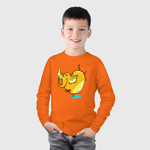 Детский лонгслив Желтая слониха балерина / Оранжевый – фото 3