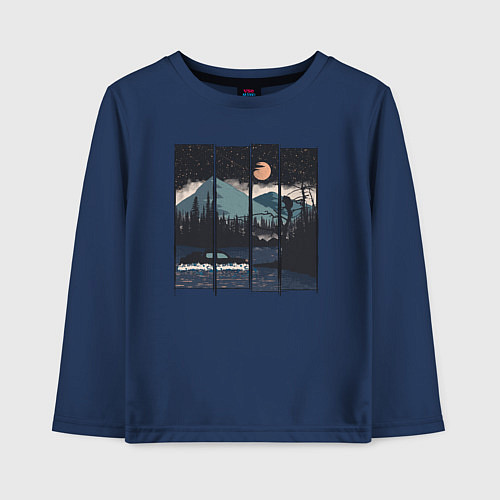 Детский лонгслив Сибирское бездорожье / Тёмно-синий – фото 1