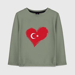 Лонгслив хлопковый детский Сердце - Турция, цвет: авокадо