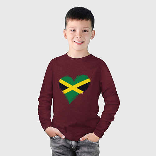 Детский лонгслив Сердце - Ямайка / Меланж-бордовый – фото 3