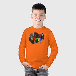 Лонгслив хлопковый детский I love vinyl, цвет: оранжевый — фото 2