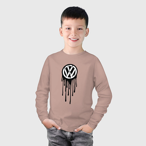 Детский лонгслив Volkswagen - art logo / Пыльно-розовый – фото 3