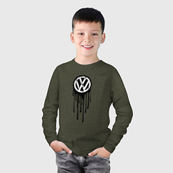 Лонгслив хлопковый детский Volkswagen - art logo, цвет: меланж-хаки — фото 2