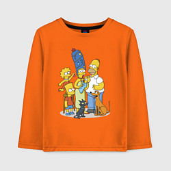 Лонгслив хлопковый детский Семейка Симпсонов встречает Новый Год!, цвет: оранжевый