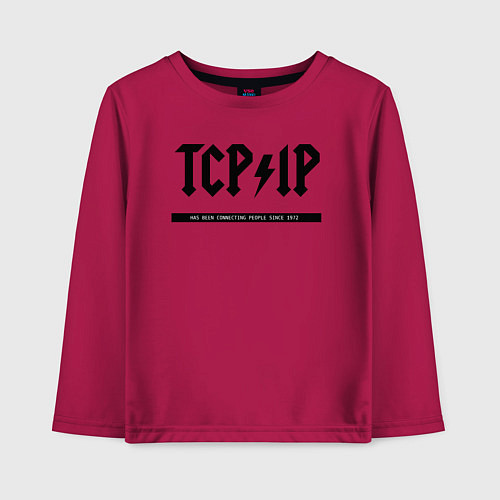Детский лонгслив TCPIP Connecting people since 1972 / Маджента – фото 1
