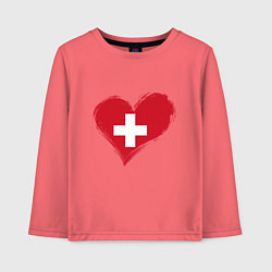 Лонгслив хлопковый детский Сердце - Швейцария, цвет: коралловый