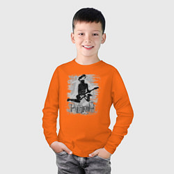 Лонгслив хлопковый детский Punk rocker, цвет: оранжевый — фото 2