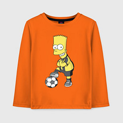 Лонгслив хлопковый детский Барт Симпсон - крутой футбольный форвард, цвет: оранжевый