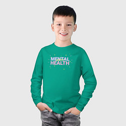 Лонгслив хлопковый детский Mental health, цвет: зеленый — фото 2