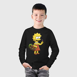 Лонгслив хлопковый детский Lisa Simpson с гусеницей на даче, цвет: черный — фото 2