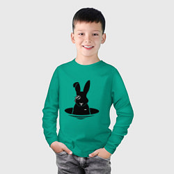 Лонгслив хлопковый детский Кролик с моноклем, цвет: зеленый — фото 2