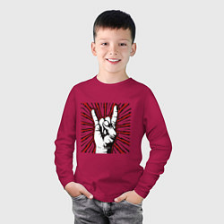 Лонгслив хлопковый детский Rock goat sign, цвет: маджента — фото 2
