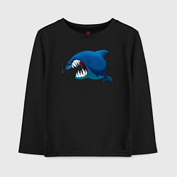 Лонгслив хлопковый детский Огромная акула и два аквалангиста, цвет: черный