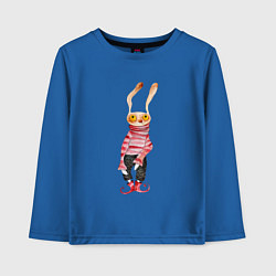 Лонгслив хлопковый детский Заяц в свитере, цвет: синий