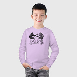 Лонгслив хлопковый детский Медведи боксеры, цвет: лаванда — фото 2