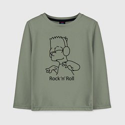 Лонгслив хлопковый детский Bart Simpson - Rock n Roll, цвет: авокадо