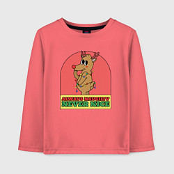Лонгслив хлопковый детский Always naughty never nice, цвет: коралловый