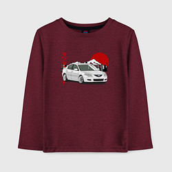 Лонгслив хлопковый детский Mazda 3 bk JDM Retro, цвет: меланж-бордовый