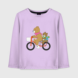 Лонгслив хлопковый детский Медведи на велосипеде, цвет: лаванда