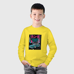 Лонгслив хлопковый детский Honda NSX Night City, цвет: желтый — фото 2