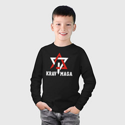 Лонгслив хлопковый детский Krav-maga national wrestling emblem, цвет: черный — фото 2