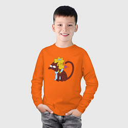 Лонгслив хлопковый детский Мэгги и Снежок, цвет: оранжевый — фото 2