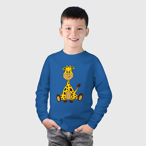 Детский лонгслив Детёныш жирафа / Синий – фото 3