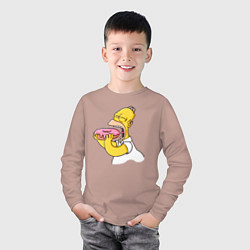 Лонгслив хлопковый детский Гомер Симпсон нацелился на пончик, цвет: пыльно-розовый — фото 2