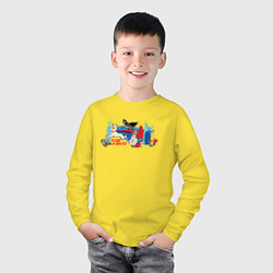 Лонгслив хлопковый детский Вся команда DC Лига Суперпитомцы, цвет: желтый — фото 2