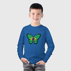 Лонгслив хлопковый детский Бабочка - Бразилия, цвет: синий — фото 2