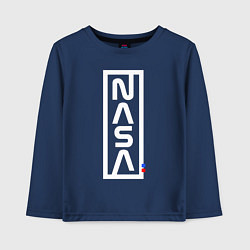 Лонгслив хлопковый детский Наса - logo, цвет: тёмно-синий