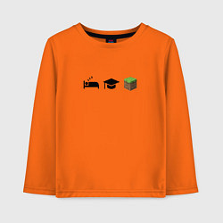 Лонгслив хлопковый детский Для любителей играть в Minecraft, цвет: оранжевый
