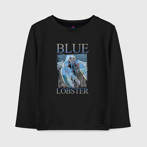 Детский лонгслив Blue lobster meme / Черный – фото 1