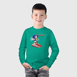 Лонгслив хлопковый детский Sonic - hedgehog - skateboarding, цвет: зеленый — фото 2