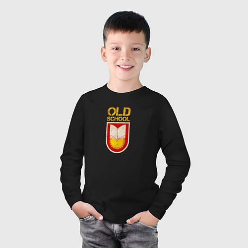 Детский лонгслив Old School emblem / Черный – фото 3