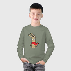 Лонгслив хлопковый детский Кролик в шарфике, цвет: авокадо — фото 2