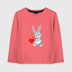Лонгслив хлопковый детский Влюблённый кролик, цвет: коралловый