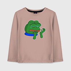 Лонгслив хлопковый детский Лягушонок Пепе в слезах, цвет: пыльно-розовый