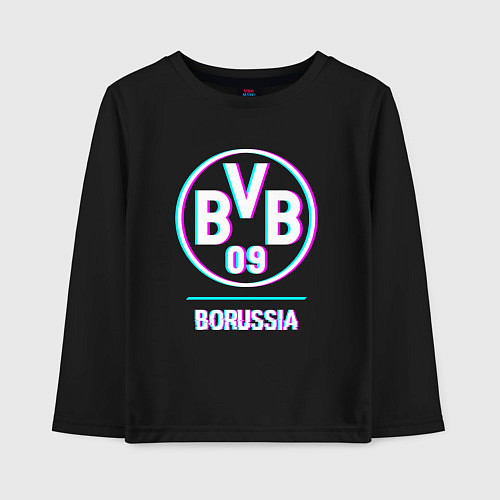 Детский лонгслив Borussia FC в стиле glitch / Черный – фото 1