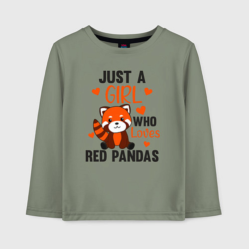Детский лонгслив Просто девочка которая любит красных панд / Авокадо – фото 1