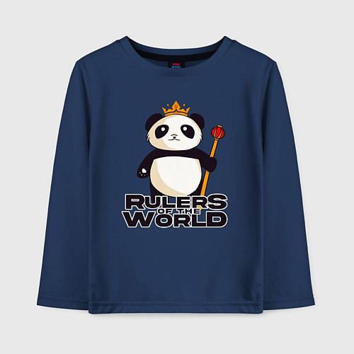 Детский лонгслив Панда - Правители Мира / Тёмно-синий – фото 1