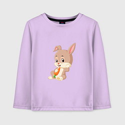 Лонгслив хлопковый детский Кролик с морковочкой, цвет: лаванда